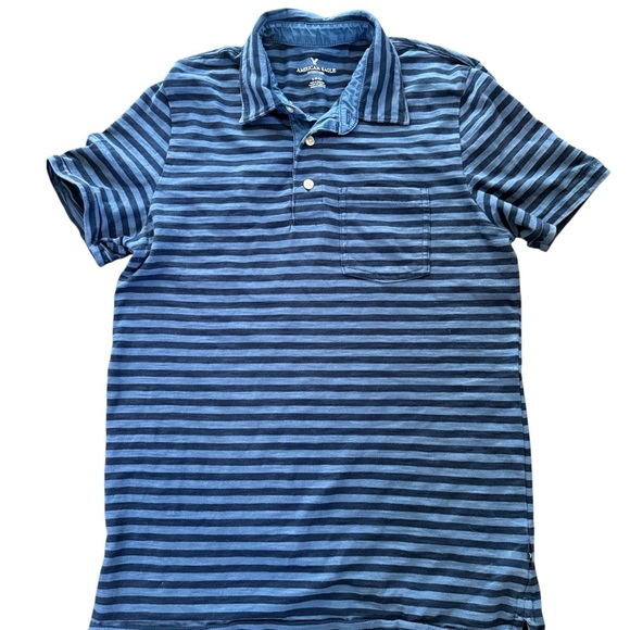 Men’s American Eagle Outfitters Men's Blue Striped Golf style shirt in a size S - Picture 1 of 4